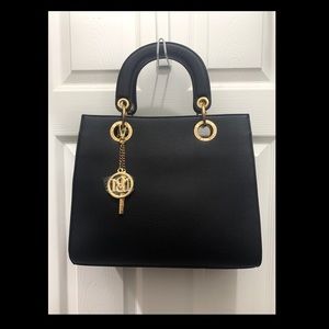 Badgley Mischka black eyelet tote